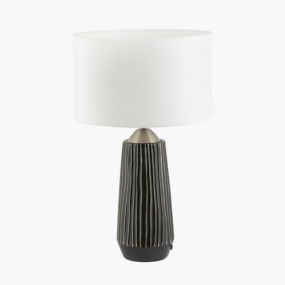 Artemis Black Textured Ceramic & Brushed Silver Tall Table Lamp